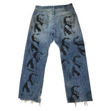 2 face distressed denim